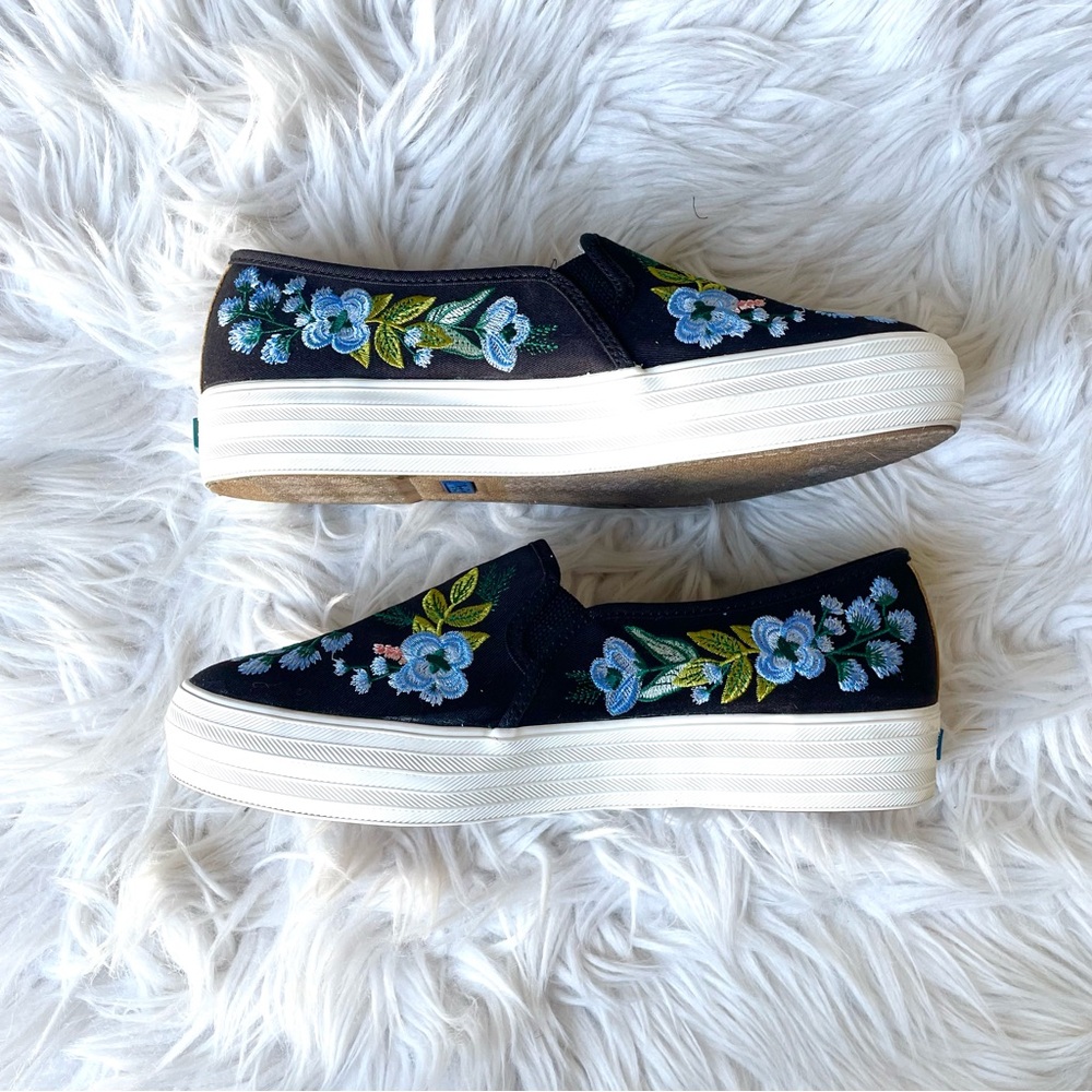 Keds Black Floral Embroidered Sneakers - Picture 7 of 16